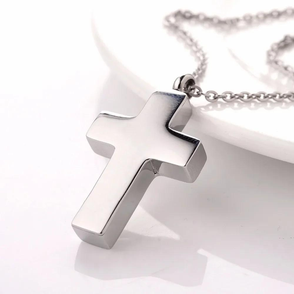 Stainless Steel Cross Urn Necklace For Ashes - Memorial Cremation Jewelry For Human & Pet Ashes