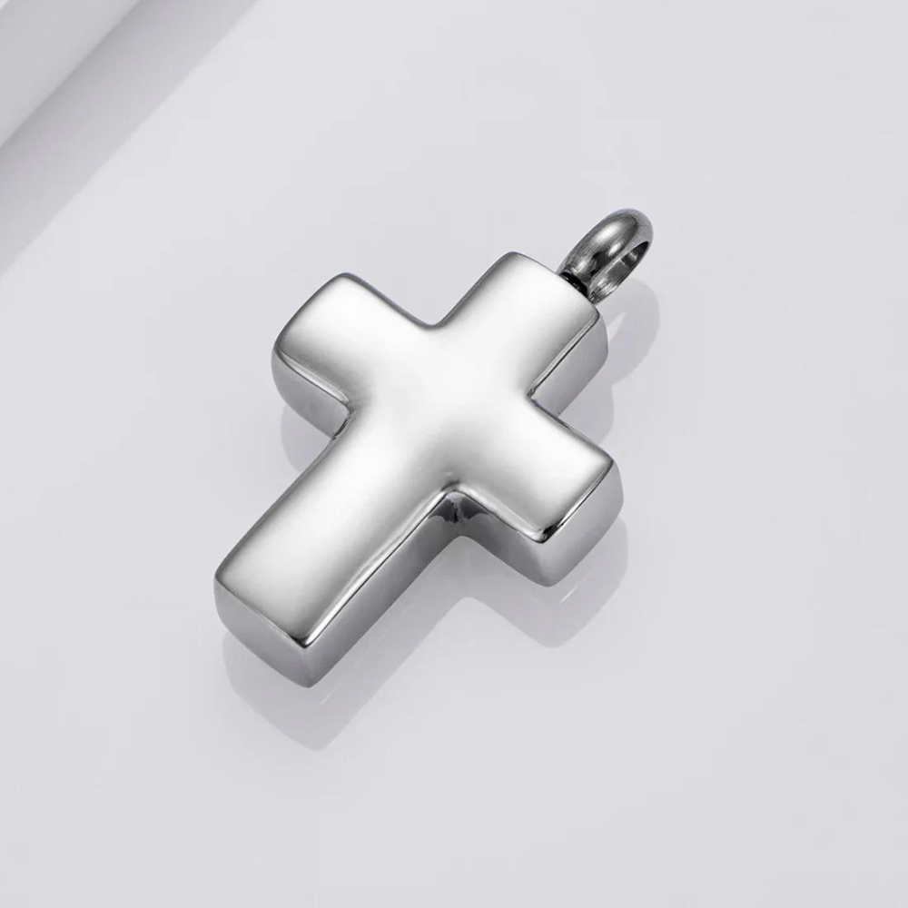 Stainless Steel Cross Urn Necklace For Ashes - Memorial Cremation Jewelry For Human & Pet Ashes