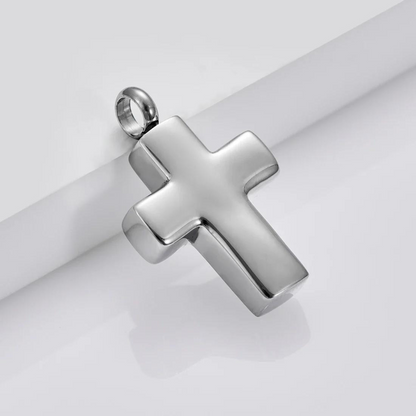 Stainless Steel Cross Urn Necklace For Ashes - Memorial Cremation Jewelry For Human & Pet Ashes